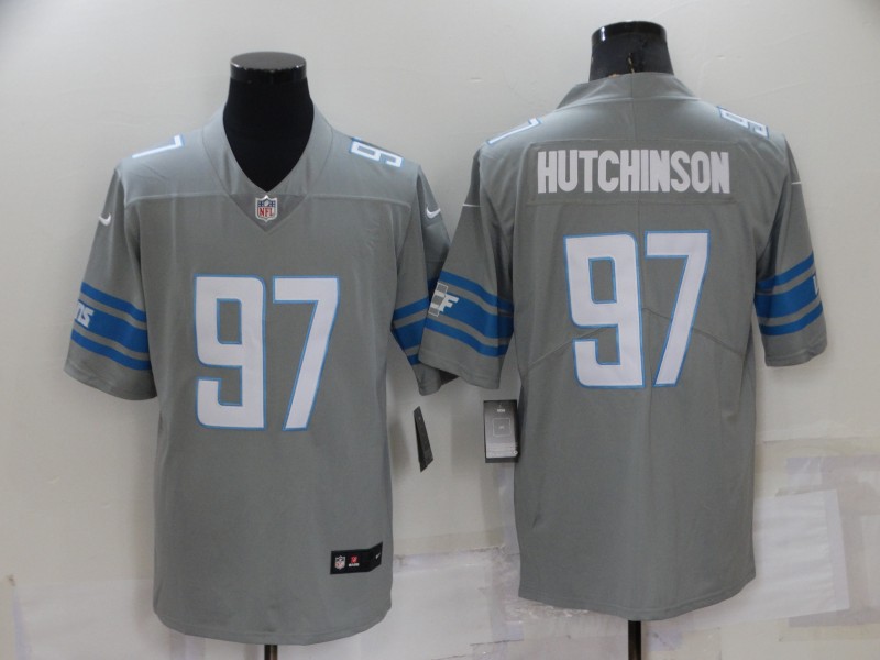Men's Detroit Lions 97 Aidan Hutchinson Gray Vapor Untouchable Limited Stitched Jersey