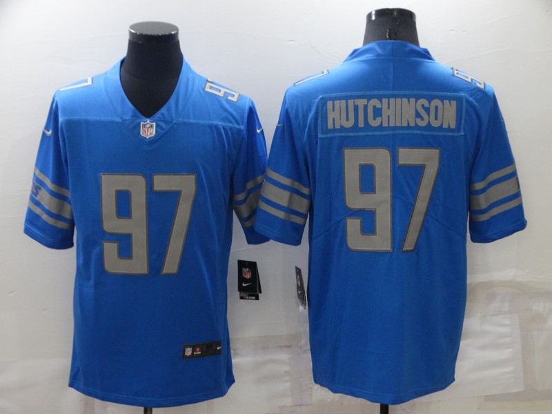 Men's Detroit Lions 97 Aidan Hutchinson Blue Vapor Untouchable Limited Stitched Jersey