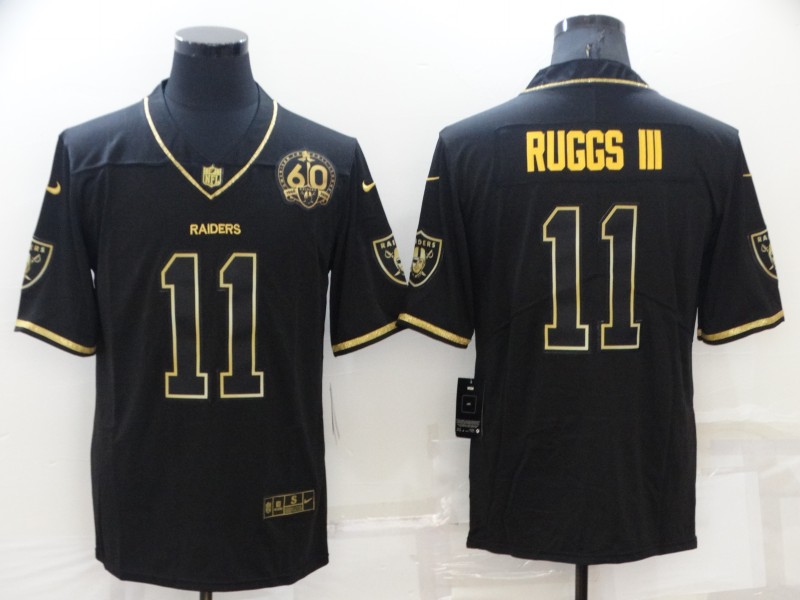 Men's Las Vegas Raiders 11 Henry Ruggs III Black Golden Edition 60th Patch Stitched Nike Limited Jersey
