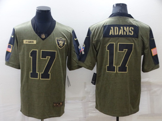 Men's Las Vegas Raiders 17 Davante Adams Olive Salute To Service Limited Stitched Jersey