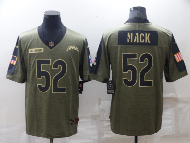 Men's Los Angeles Chargers 52 Khalil Mack Olive Salute To Service Limited Stitched Jersey