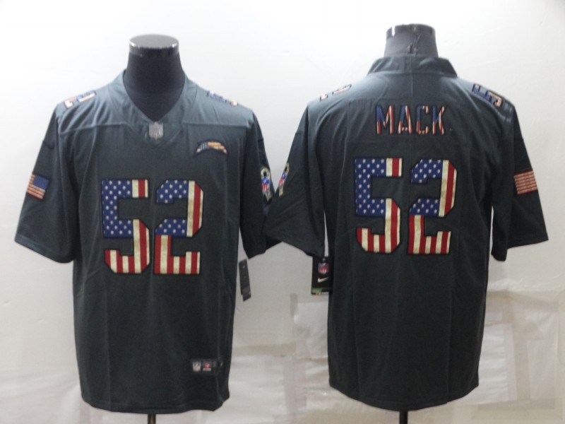 Men's Los Angeles Chargers 52 Khalil Mack Grey Salute To Service USA Flag Stitched Jersey