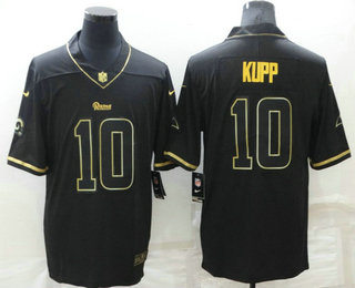 Men's Los Angeles Rams 10 Cooper Kupp Black Golden Edition Stitched NFL Nike Limited Jersey