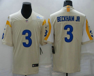 Men's Los Angeles Rams 3 Odell Beckham Jr 2021 Cream Vapor Untouchable Limited Stitched Jersey
