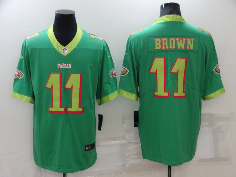 Men's Philadelphia Eagles 11 A. J. Brown Green City Edition Limited Stitched Jersey