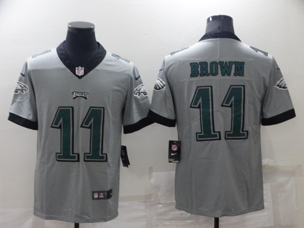 Men's Philadelphia Eagles 11 A. J. Brown Gray Vapor Untouchable Limited Stitched Jersey