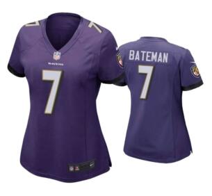 Women Baltimore Ravens Rashod Bateman Nike Purple Jerseys