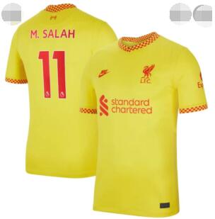 Men Nike Mohamed Salah Yellow Liverpool Jerseys