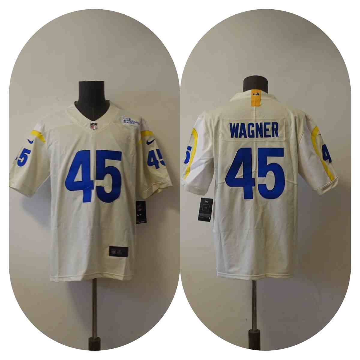 Men's Los Angeles Rams 45 Bobby Wagner  Bone Stitched NFL Jersey