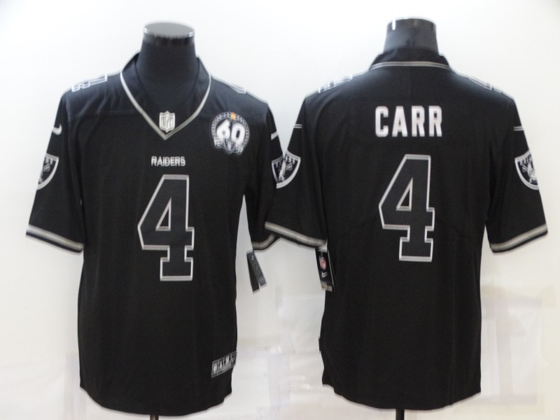 Men's Las Vegas Raiders 4 Derek Carr Black Edition 60th Patch Stitched Nike Limited Jersey