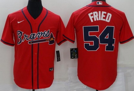 Men's Atlanta Braves #54 Max Fried Red Cool Base Jersey