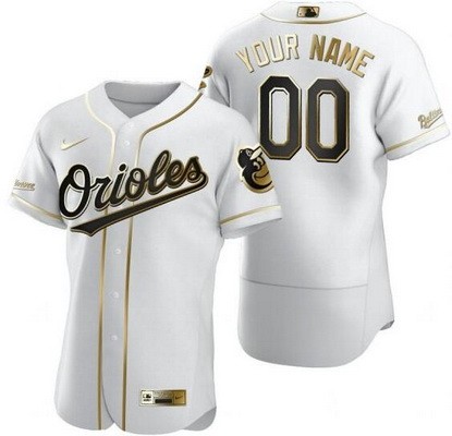 Men's Baltimore Orioles Customized White Gold Authentic Jersey