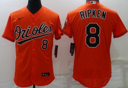 Men's Baltimore Orioles #8 Cal Ripken Orange Authentic Jersey