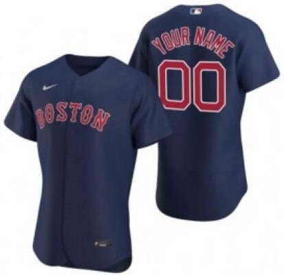 Men's Boston Red Sox Customized Navy Alternate Authentic Jersey