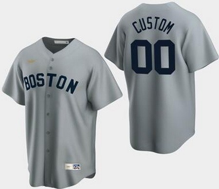 Men's Boston Red Sox Customized Customized Gray Cooperstown Collection Cool Base Jersey