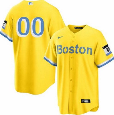 Men's Boston Red Sox Customized Yellow 2022 City Connect Cool Base Jersey