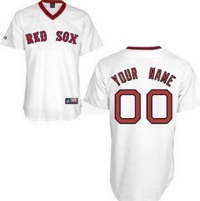 Men's Boston Red Sox Customized White Throwback Jersey