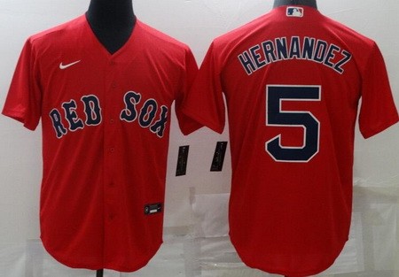 Men's Boston Red Sox #5 Enrique Hernandez Red Cool Base Jersey