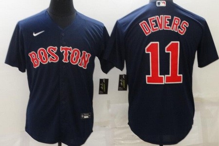 Men's Boston Red Sox #11 Rafael Devers Navy Cool Base Jersey