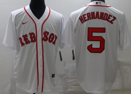 Men's Boston Red Sox #5 Enrique Hernandez White Cool Base Jersey
