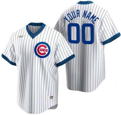 Men's Chicago Cubs Customized White Cooperstown Collection Cool Base Jersey