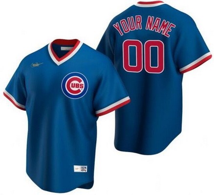 Men's Chicago Cubs Customized Blue Cooperstown Collection Cool Base Jersey