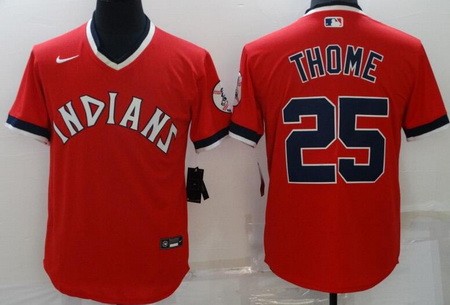 Men's Cleveland Indians #25 Jim Thome Red Throwback Cool Base Jersey