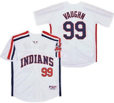 Men's Cleveland Indians #99 Rick Vaughn White 1993 Turn Back The Clock Jersey