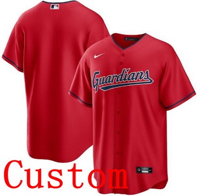 Men's Cleveland Guardians Customized Red Cool Base Jersey