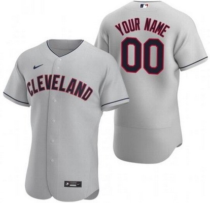 Men's Cleveland Indians Customized Gray Authentic Jersey
