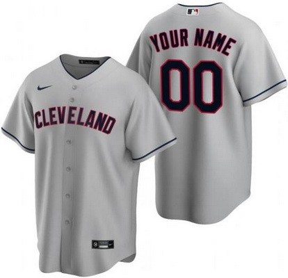 Men's Cleveland Indians Customized Gray Nike Cool Base Jersey