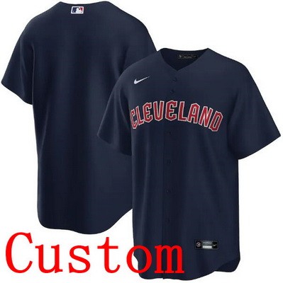 Men's Cleveland Guardians Customized Navy Cool Base Jersey