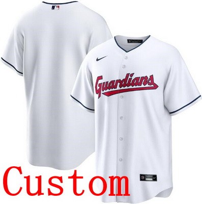 Men's Cleveland Guardians Customized White Cool Base Jersey