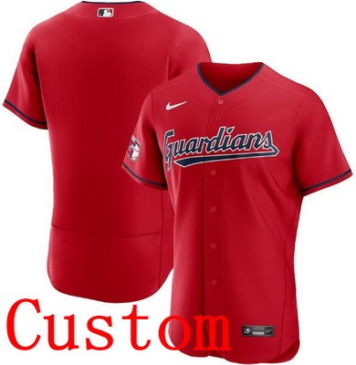 Men's Cleveland Guardians Customized Red Authentic Jersey