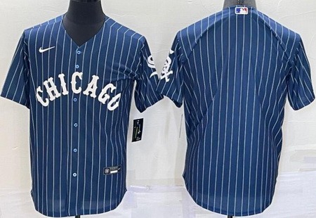 Men's Chicago White Sox Blank Blue Stripes Cool Base Jersey