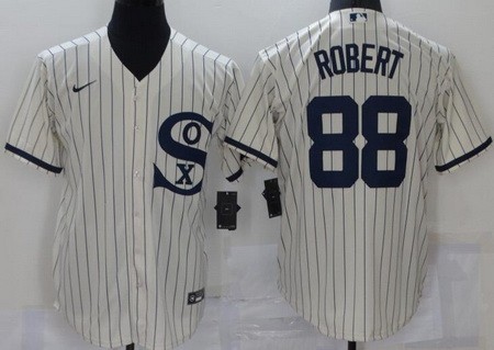 Men's Chicago White Sox #88 Luis Robert Cream Player Name 2021 Field of Dreams Cool Base Jersey