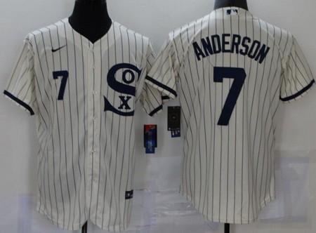 Men's Chicago White Sox #7 Tim Anderson Cream Player Name 2021 Field of Dreams Authentic Jersey