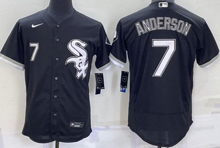 Men's Chicago White Sox #7 Tim Anderson Black Authentic Jersey