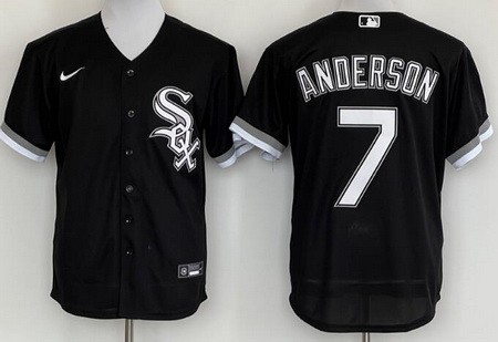 Men's Chicago White Sox #7 Tim Anderson Black Cool Base Jersey
