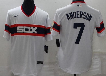 Men's Chicago White Sox #7 Tim Anderson White Cooperstown Collection Cool Base Jersey