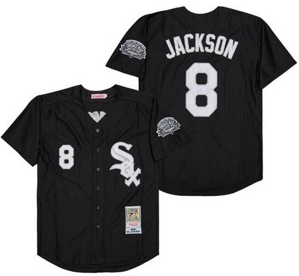 Men's Chicago White Sox #8 Bo Jackson Black 1991 Throwback Jersey