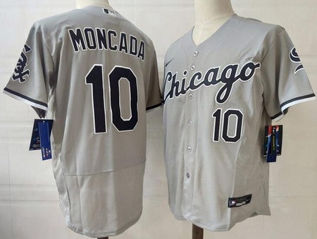 Men's Chicago White Sox #10 Yoan Moncada Gray Authentic Jersey