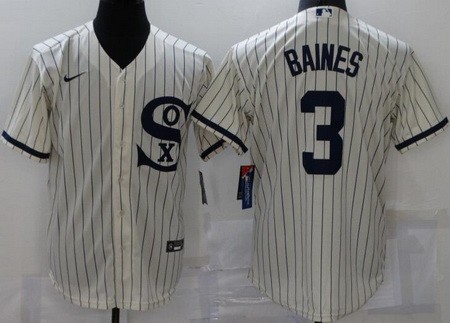 Men's Chicago White Sox #3 Harold Baines Cream Player Name 2021 Field of Dreams Cool Base Jersey