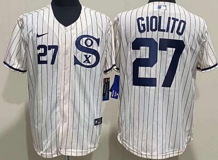 Men's Chicago White Sox #27 Lucas Giolito Cream Player Name 2021 Field of Dreams Authentic Jersey