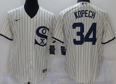Men's Chicago White Sox #34 Michael Kopech Cream Player Name 2021 Field of Dreams Cool Base Jersey