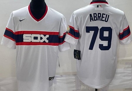 Men's Chicago White Sox #79 Jose Abreu White Cooperstown Collection Cool Base Jersey
