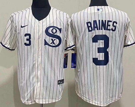Men's Chicago White Sox #3 Harold Baines Cream Player Name 2021 Field of Dreams Authentic Jersey