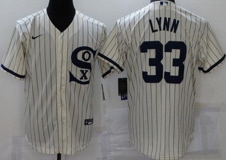 Men's Chicago White Sox #33 Lance Lynn Cream Player Name 2021 Field of Dreams Cool Base Jersey
