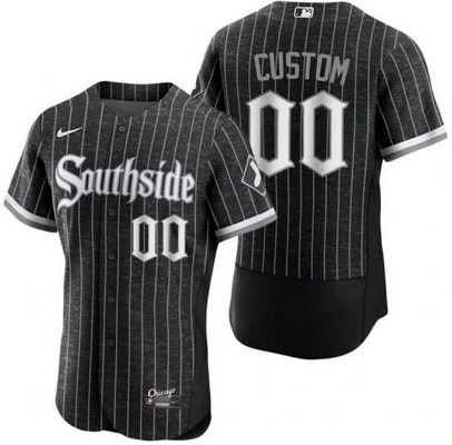 Men's Chicago White Sox Customized Black 2021 City Connect Authentic Jersey