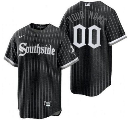 Men's Chicago White Sox Customized Black 2021 City Connect Cool Base Jersey